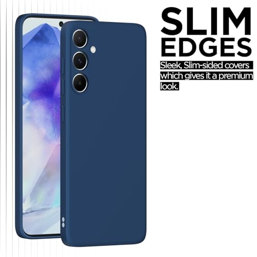 Image of Outlouders Back Cover for Samsung Galaxy A55 5G | Camera Protection | Durable Soft Matte Silicone Bumper Case (Blue)