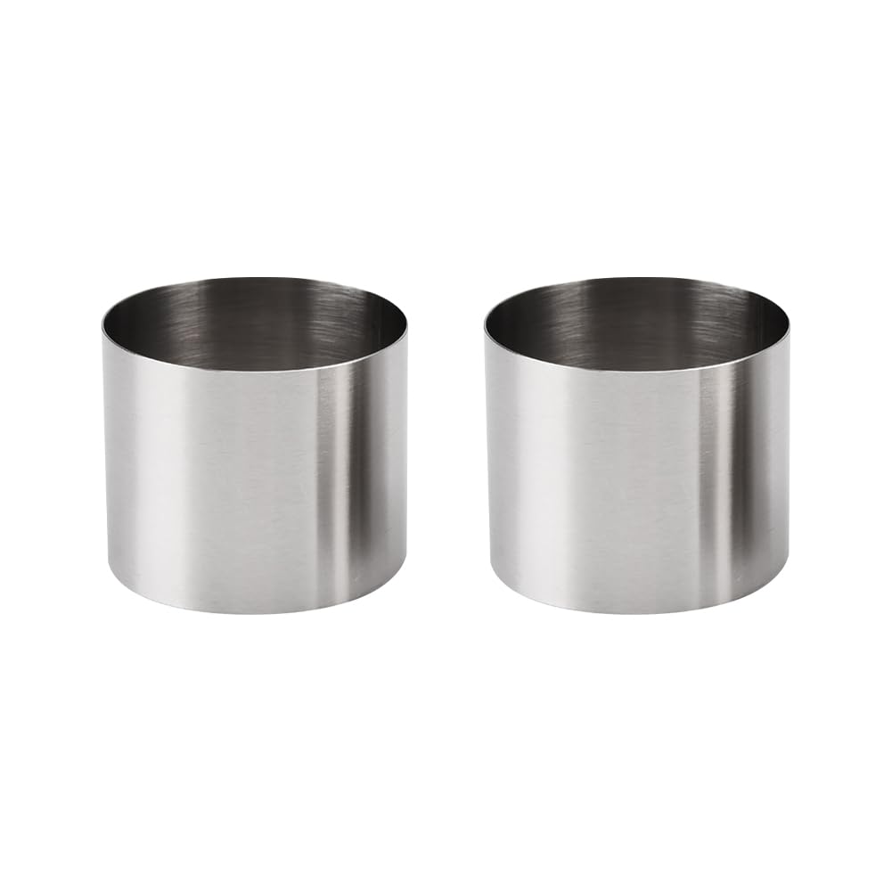 FSSTUD 2 Pcs 5cm Stainless Steel Cake Ring Mold Round Cookie Baking Rings Metal Dessert Baking Molds Small Mousse Cooking Mold Circle Cookie Cutters Shapes