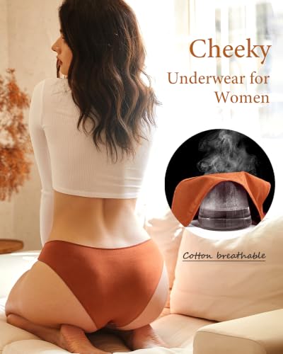Image of Cotton Underwear for Women Cheeky Hipster Panties Sexy Cute Bikinis 6 Pack