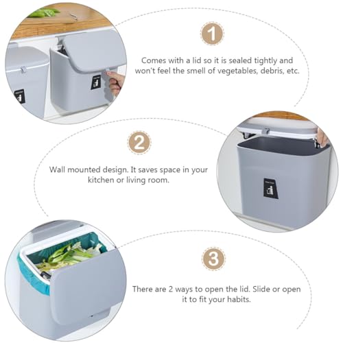 Papelera colgante pequeña gris para cocina miniatura 3