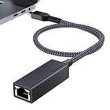 ⇧ Navegar a máxima velocidad segura: con el adaptador de red USB-C de mayor velocidad Maxonar, obtenga velocidades de conexión estables de hasta 1 Gbps; compatible hacia abajo con redes de 100 Mbps / 10 Mbps. Nuestro adaptador de red de tipo C a LAN Gigabit Ethernet (RJ45) admite grandes descargas a velocidades máximas sin interrupciones. (Para alcanzar 1 Gbps, asegúrese de usar cables Ethernet CAT6 y superiores y apague las opciones de datos y wifi)
