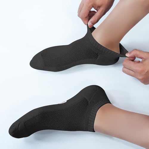 Image of +MD No Show Socks for Women and Men, Viscose Bamboo Soft Athletic Running Moisture Wicking Short Casual Sports Socks 6 Pairs, 6Grey14-16