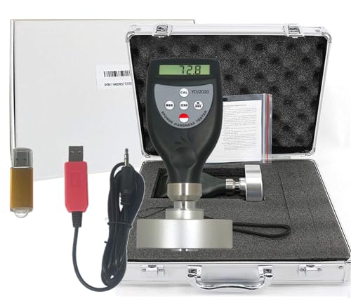 VTSYIQI Shore F Durometer Rubber Hardness Tester Meter with Range 0~100HF Resolution 0.1 for Sponge Soft Foam Pillow Polyurethane Rubber USB