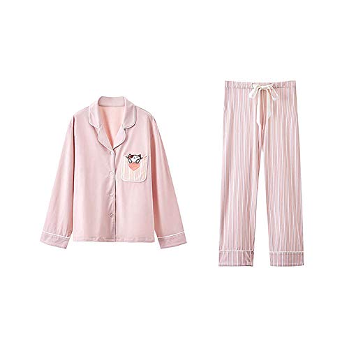 YL Pijamas para Mujer Lindo y Dulce Gato Bordado algodón Parejas Pijama...