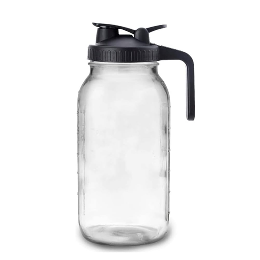 CTRLZS 64Oz Glass Pitcher with Lid Wide Mouth Jar Leak-Proof Water Jug, for Water, Iced Coffee, and Drinks