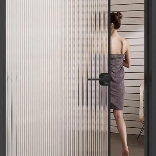 Image of Reeded Glass Window Film, Privacy Film, Frosted Window Vinyl, 3D Decorative Window Decals Self Adhesive for Bathroom Living Room- (Fluted Film, 12x24 Inch)
