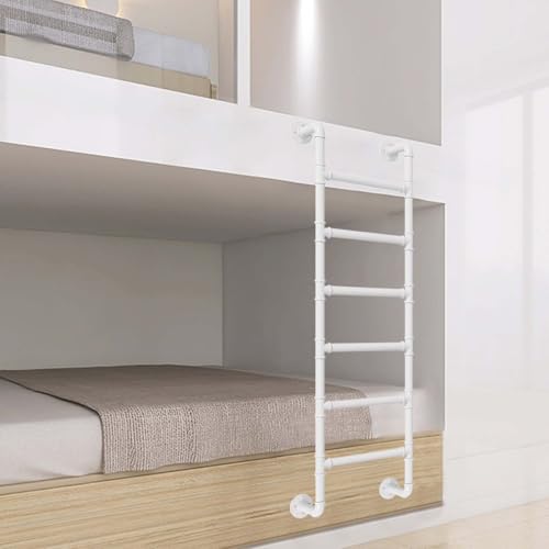 Escalera de metal blanca de 128 cm ajustable para pared y litera 2