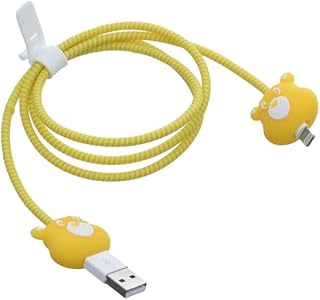 واقي كابل شاحن من جي باور - غطاء واقي مرن ضد التشابك، تصميم كرتوني لطيف، مناسب لجميع الشواحن، مجموعة من 4 قطع - متعدد الألوان (تصميم 7)