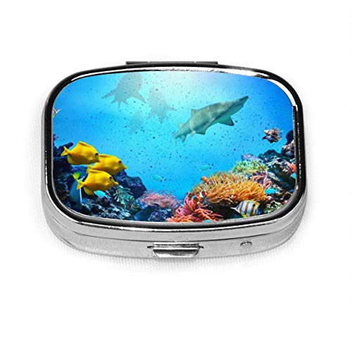 Preisvergleich Produktbild Unterwasser Piraten benutzerdefinierte Mode Silber quadratische Pille Box Medizin Tablettenhalter Brieftasche Organizer Fall für Tasche oder Geldbörse Vitamin Organizer Halter dekorative Box