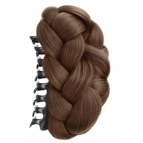 Realistic Twisted Braided Bun Hairpiece Claw Clip For Women Updos