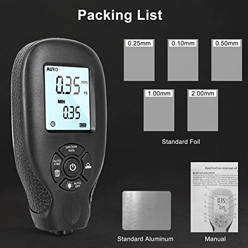 Coating Thickness Gauge, Paint Thickness Gauge Eddy Current Probe Meter Multifunctional Automatic Identification Quick Calibration for Auto (Black) - Thumbnail 4