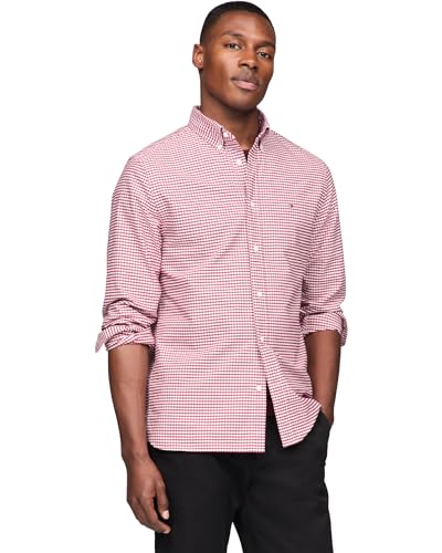 Image of Tommy Hilfiger Men's Long Sleeve Oxford Shirts in Regular Fit, Men's Button Down Shirts, Also Available in Big and Tall