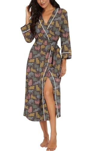 Image of PrinStory Womens Robe Long Knit Bathrobe Lightweight Soft Robes Ladies Bath Robe