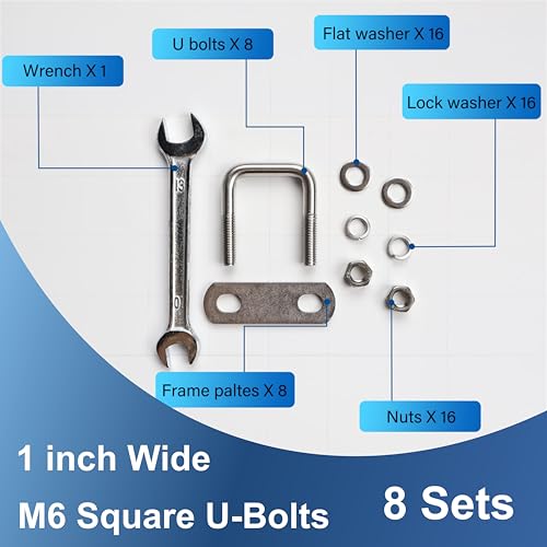 Image of 8 Pcs M6 Square U Bolts 1 Inch Wide, 1 /4 inch x 1 inchW x 1-3 /4 inchL