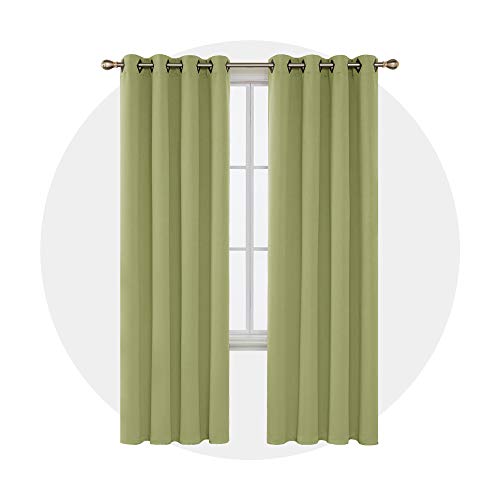 Image of Deconovo Decorative Room Darkening Panels Thermal Blackout Grommet Insulated Curtains for Study, 52x95 Inch, Nile Green