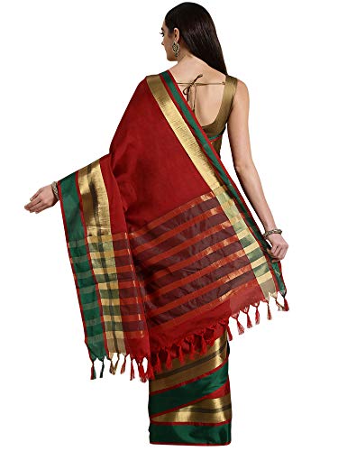 Image of SAREE MALL Silk Women's Cotton Banarasi Saree With Unstitched Blouse Piece
