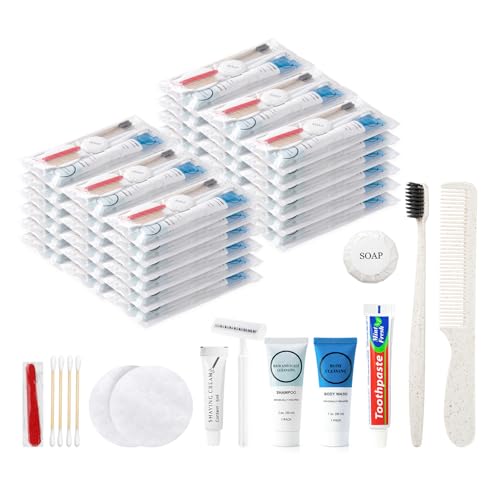 20 Kits Travel Toiletry Kit Bulk, 9-in-1 Disposable Personal Hygiene Kit, Basic Toiletry Kits for Men Women, Homeless Care Supplies Charity Kit for Guest, Hotel, Camping, Travel, Donation