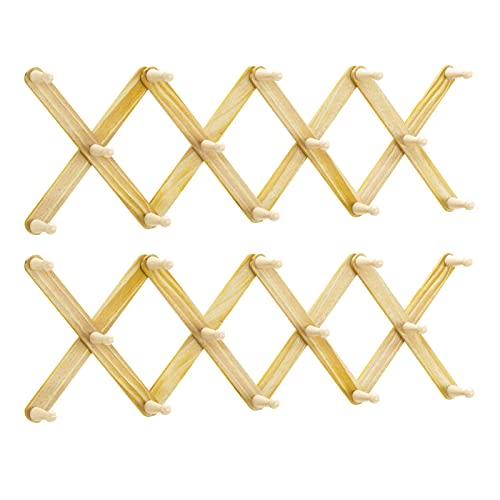 Amada 2 Pack Accordion Expandable Coat Racks, Wall Mounted with 14 Hooks, Versatile Coat Hook Hat Rack for Organizing in Bedroom, Entryway AMCR04K