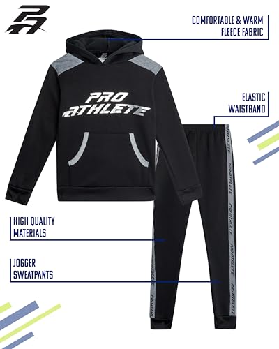 Pro Athlete Boys Sweatsuit Set - 2 Piece Soft Fleece Active Pullover Graphic Hoodie & Joggers Sweatpants For Boys (2T-7)2