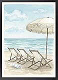 💎 DÉCOR MARIN — Transformez votre intérieur avec ce tableau de plage aquarelle, frais et apaisant. Idéal pour salon ou chambre, ce poster d’été au style méditerranéen et nautique, avec paysages côtiers, parasols et transats, invite à la détente.