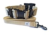 M1-K9 Tactical Dog Collar, Large Breed Military w/ 6 ft. Leash and Utility Pouch (Gen. 3, Adj. 16'-26', Desert Tan)