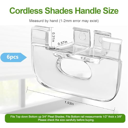 6 Pack Graber Bali Springs Cordless Honeycomb Shade Lift Handles(Made After 2015) - Cordless Shade Handle Bali Blinds Replacement Parts for Top Down Bottom up 3/4" Pleat Mini Blinds Cellular Shades