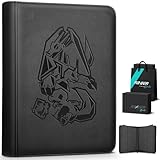 Douper Kartenbinder für Pokemon Karten, 9 Pocket 540 Sammelkarten Spiele Sammlung Halter mit YKK Metall Reißverschluss & Seitliche Ladehüllen, Premium Geschenk für Kartensammler (Schwarz)