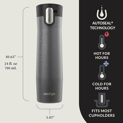 Image of Contigo AUTOSEAL West Loop Vacuum-Insulated Stainless Steel Travel Mug with Easy-Clean Lid, 24 oz, Crystal Sake