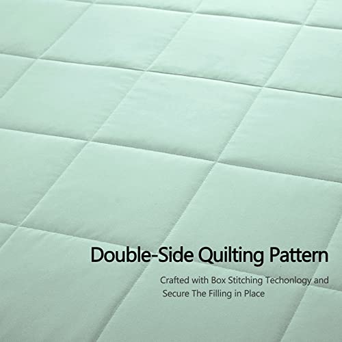 Comflive Down Alternative Blanket - Twin Size Blanket - Lightweight Blanket For All Seasons - Thin Blanket With Satin Trim - Moisture Removal Treatment 90"X68" (Green, Twin) #TOP3