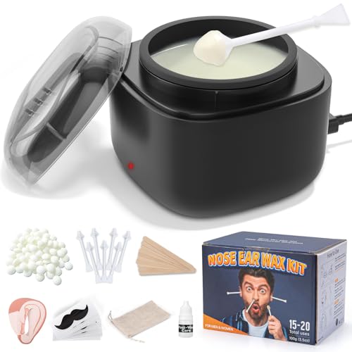 AUZEAL Nose Wax Kit Men, Nose Ear Hair Waxing Kit with 100g Wax, 40 Sticks, Nose Ear Hair Removal...