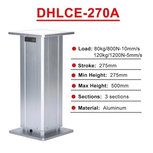 Columna de elevación eléctrica 1200N con controlador, altura ajustable de 275 mm a 430 mm, capacidad de carga de 80 kg/120 kg, elevación de plataforma para uso doméstico y de oficina