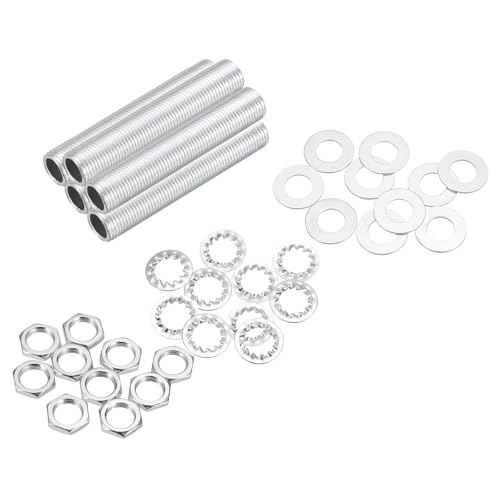 Image of MECCANIXITY 35Pcs 1.6 inch Lamp Pipe Kit with Nuts Washers 1 /8IP Thread Fasteners Assortment for Chandelier Ceiling Light Repair Assembly DIY Hardware