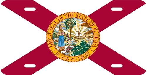 DMSE Florida State Flag License Plate - 11.99''x5.99''- Premium Textured Finish Front Bumper Tag - Heavy-Duty Aluminum, UV-Resistant & Made in USA.