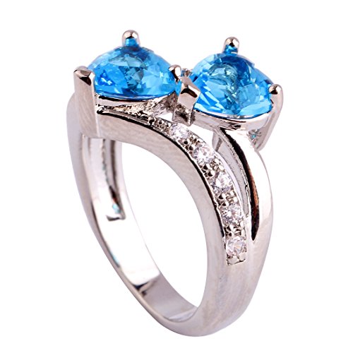 image for Emsione Vintage 925 Sterling Silver Plated Halo CZ Double Heart Create