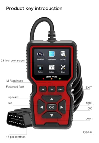DANLITE TOOLS TECHNICIAN Bike Scanning Cable BS6,BS7 Fast Connectivity with V519 OBD-II Scanner DTC Fault Code Scanner