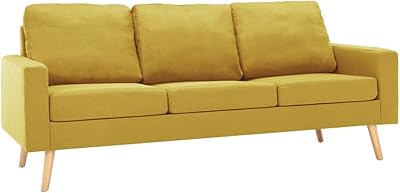 Divano a 3 Posti Giallo in Tessuto