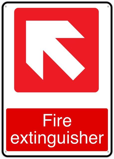 Fire Extinguisher Top Left Sign, 12 X 8 Inches Rust Free Aluminum Metal Sign, Weather Resistant Durable In Easy To Mount