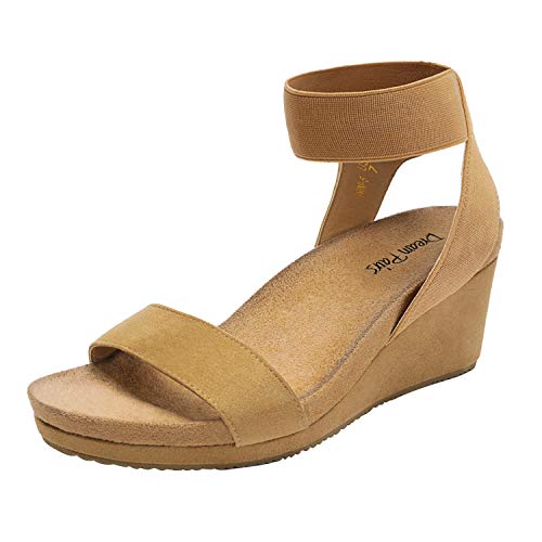 DREAM PAIRS womens Ankle Strap Platform Wedge Sandal 9.5 Camel