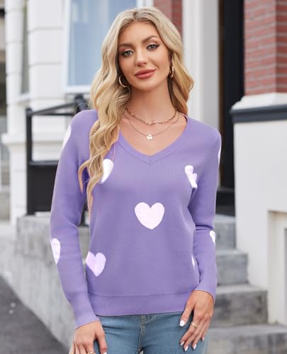 Image of Women's Spring Sweaters 2026 Casual Long Sleeve Pullover V Neck Lightweight Sweatshirts Cute Blouse Tops