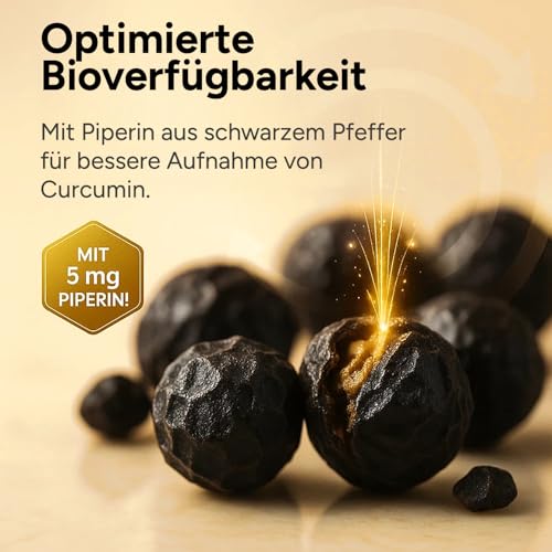 Kurkuma Ingwer Kapseln hochdosiert - Mit Curcuma Extrakt, Gerstengras, Kurkuma Pulver, Ingwer, Piperin, Curcumin - 90 vegane Kapseln - Alternative zu Tabletten