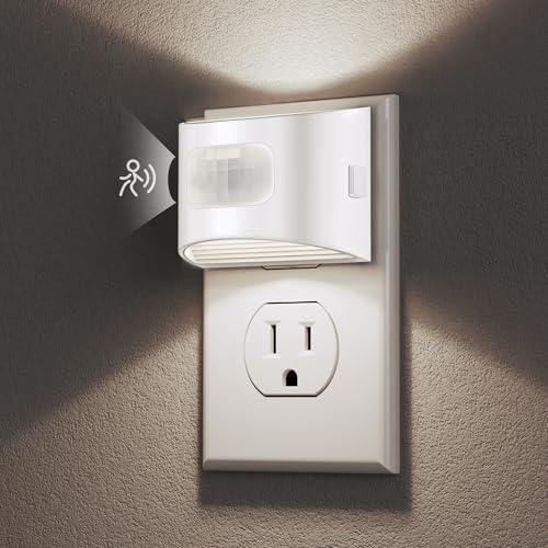 Image of DORESshop LED Night Light[4 Pack], Night Lights Plug into Wall, 3 Mode Plug in Night Light with Motion Sensor, Dusk to Dawn Sensor, Nightlights for Adults, Bedroom, Bathroom, 5000K White Cover