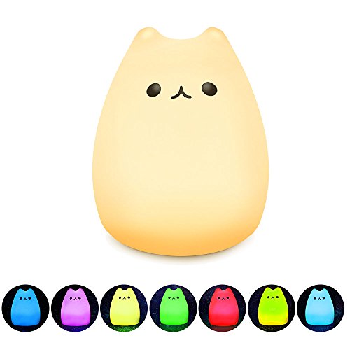 Mystery Cat Night Light for Kids, Soft Silicone LED Baby Nursery Sleep Relaxing Tap Light, Children Toy Nightlight, Decorative Desk Light for Bedroom