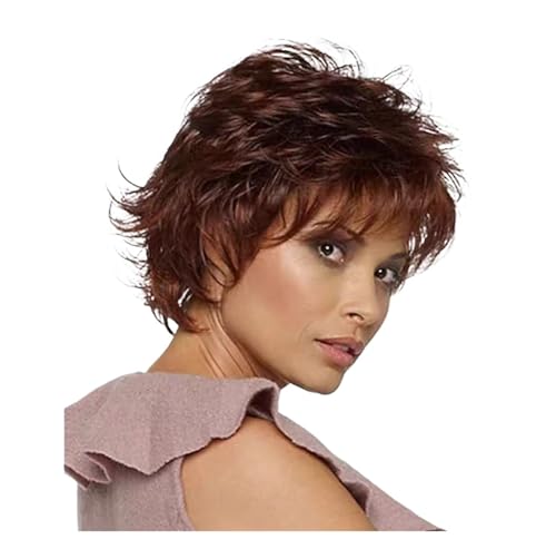 Women Short Haircut Shag Curly Ombre Wig Party Cut Blonde