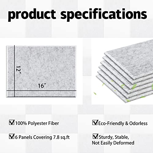 Uoisaiko Large Acoustic Panels 16"X12", 6 Pack High Density Sound Proof Padding, Soundproof Wall Panels For Studio Ceiling Home Office Acoustic Treatment #TOP4