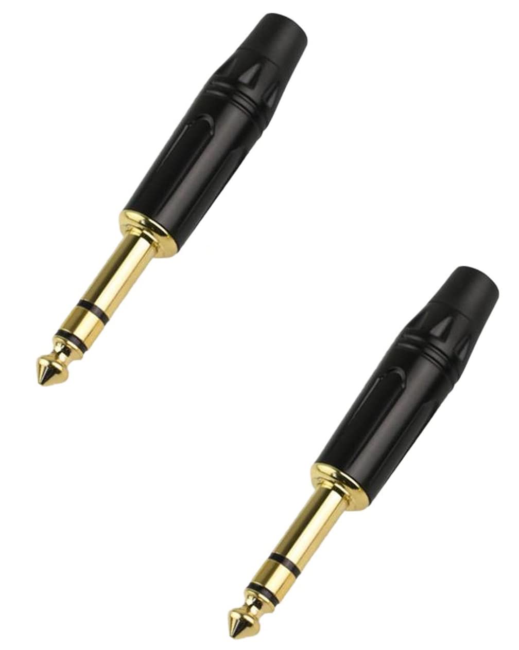 [ 2 Pieces/BLACK ] 6.35mm STEREO Male Microphone Plug Speaker Connector Assembly, TRS Connector Male Plug Adaptor for Soldering, 6.35 mm STEREO Male Plug, 1/4 INCH-image-15