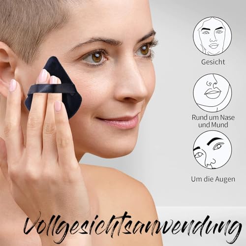 BEAKEY Dreieck Makeup Puderquaste für Lose Puder und Flüssige Kosmetik, Weicher Plüsch-Puderschwamm, Make-up Powder Puff, Make-up-Werkzeug (6 Stück Schwarz)