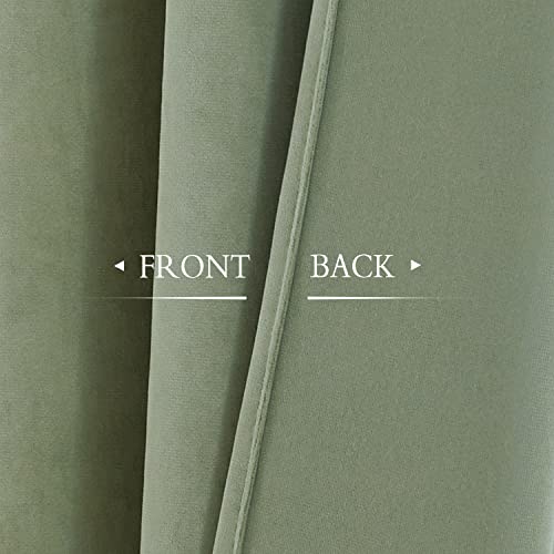 Image of StangH Sage Green Velvet Curtains 102 Inches Long for High Ceilings, Heavyweight Plush Drapes for Master Suite, Soundproof Privacy Window Panels, W52 x L102, 2 Panels
