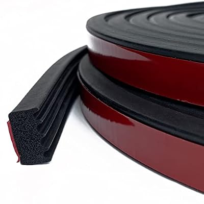 Tintvent Ribbed Foam Rubber Seal with Tape, Self-Adhesive EPDM Foam Rubber Weather Stripping for Boat, Auto, RV, Marine, Garage Doors/Window and More, Black(26Feet)