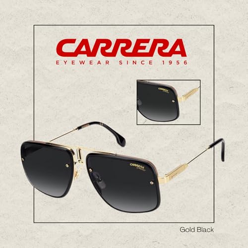 Carrera GLORY II 59MM 0RHL/9O Gold/Black / Grey Shaded Rectangle Sunglasses for Men for Women + BUNDLE With Designer iWear Complimentary Eyewear Kit 593