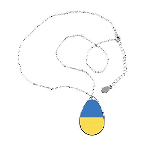 Drapeau national Ukraine collier haut de gamme forme goutte d'eau motif précis